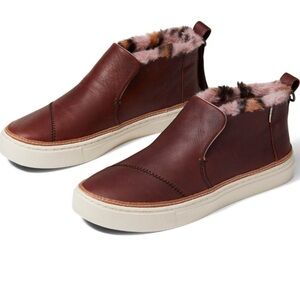 Toms Brown Leather Sneakers with Pink Lining